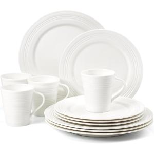 imageLenox Tin Can Alley 4 Degrees 12Piece Dinnerware Set White  L100 1475 LB Service for 412Piece Place Setting