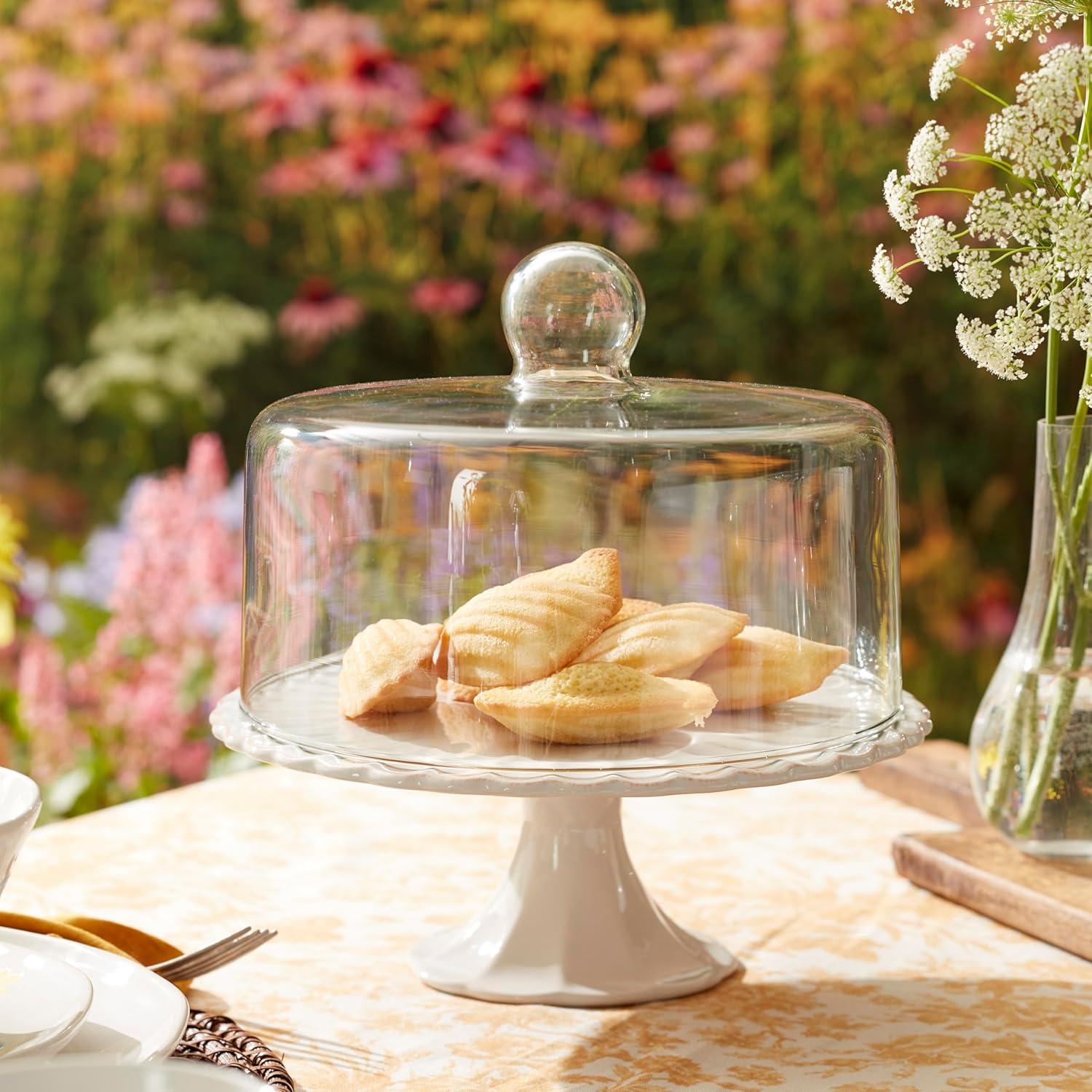 imageLenox 896913 French Perle White Cake Plate with Dome 11quot H x 1025quot D