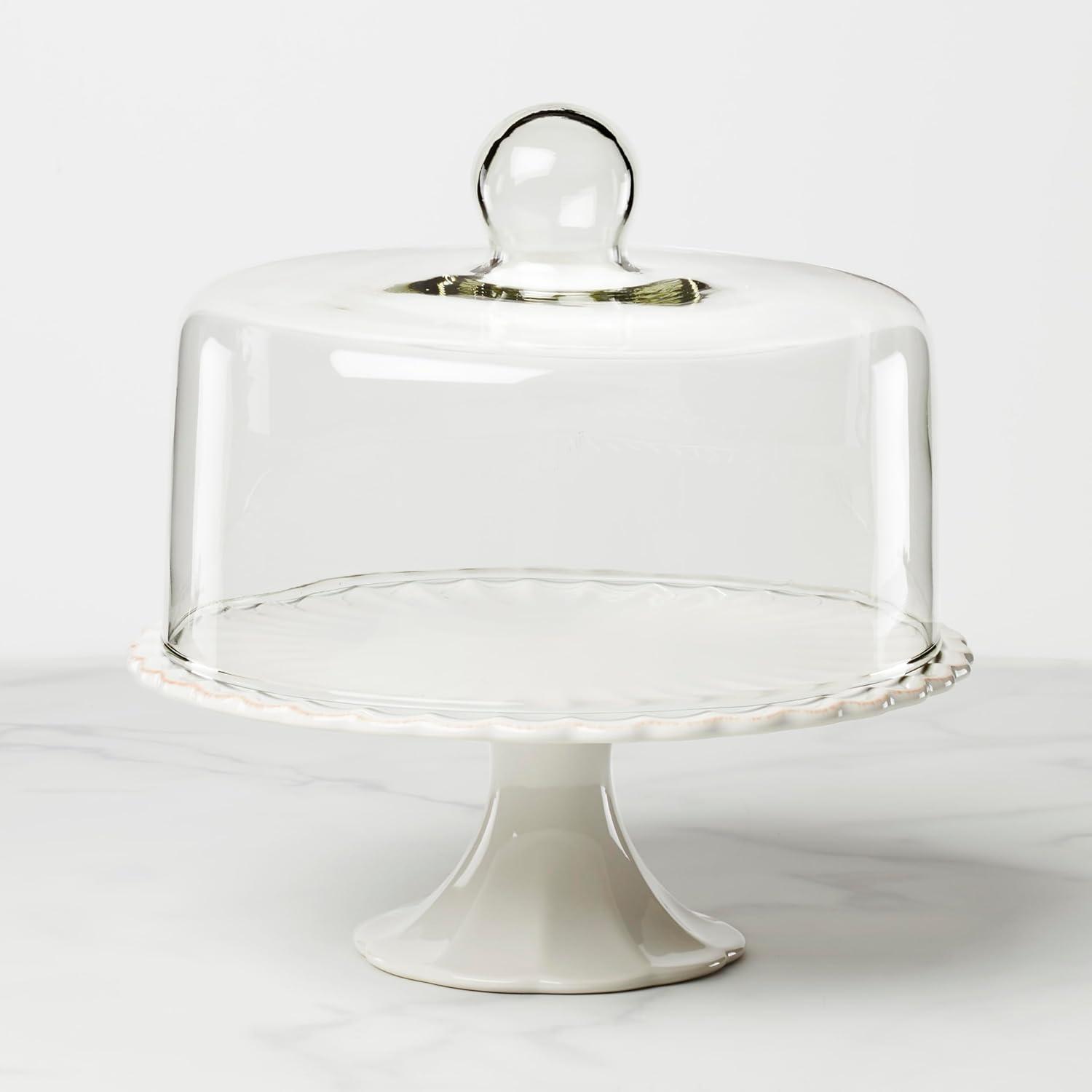 imageLenox 896913 French Perle White Cake Plate with Dome 11quot H x 1025quot D