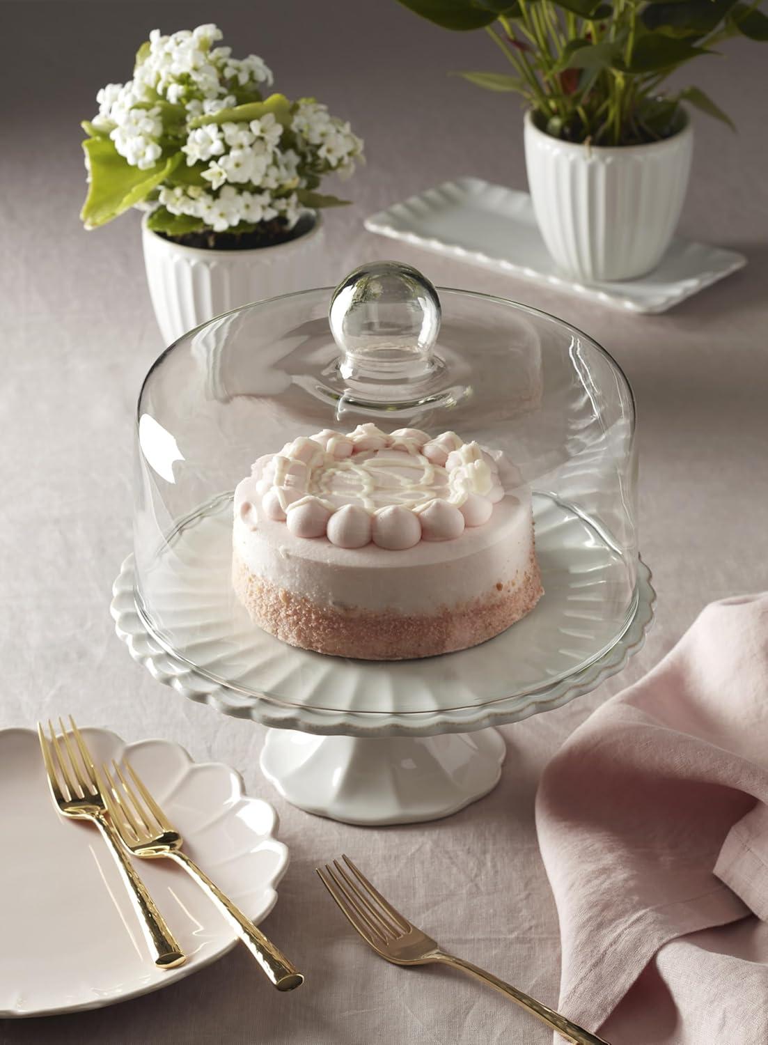imageLenox 896913 French Perle White Cake Plate with Dome 11quot H x 1025quot D