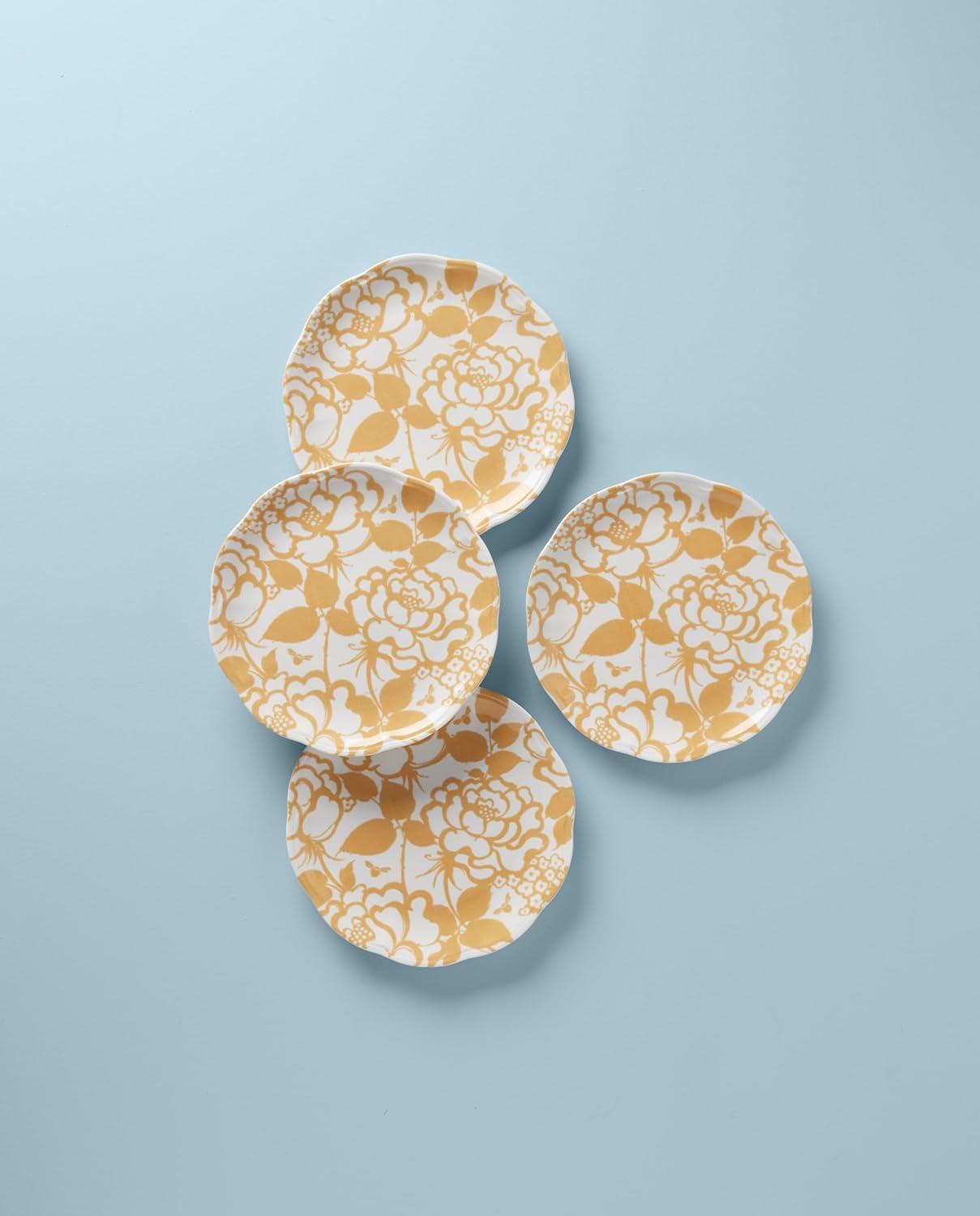 imageLenox Butterfly Meadow Cottage Accent Plates Set of 4 495 LB GoldenrodAccent Plates