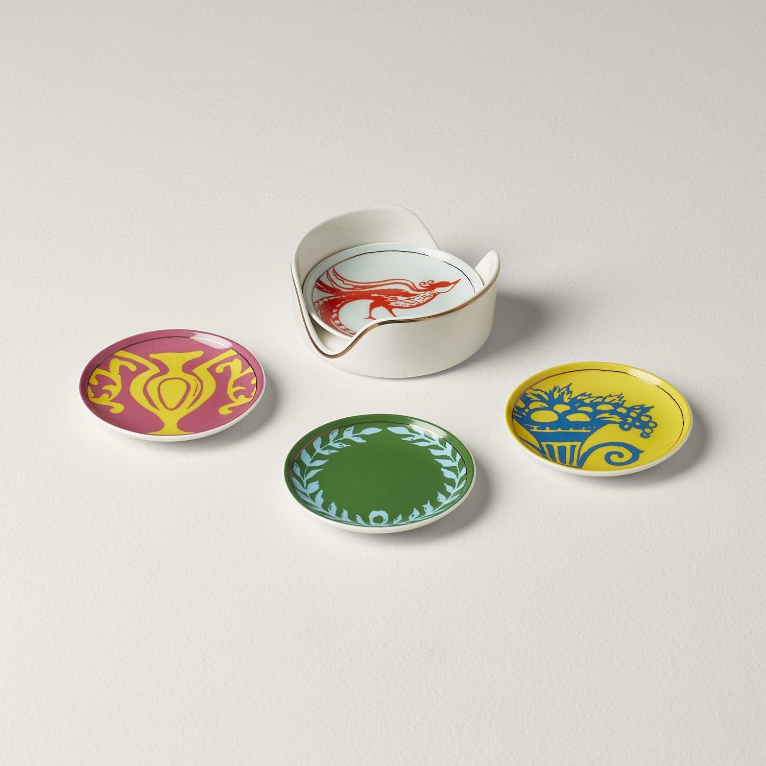 imageLenox Lx Remix 4Piece Tidbit Plate Set 203 WhiteCoaster  Caddy Set