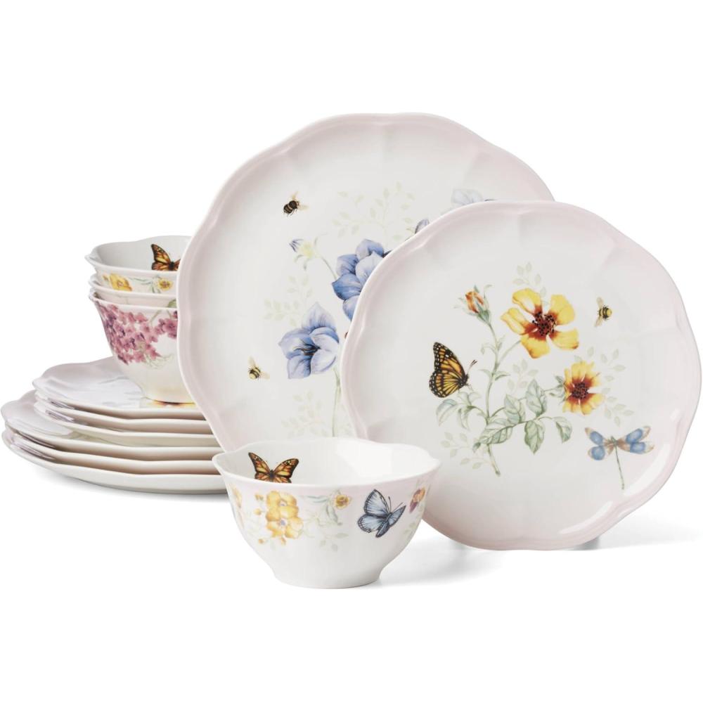 imageLenox 897102 Butterfly Meadow Pink Ombre 5Piece Tea Set12Piece Dinnerware Set