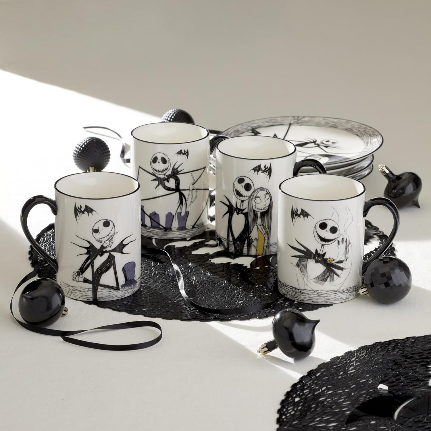 imageLenox Coffee Mugs Nightmare Before Christmas 16 Oz Mugs Set of 4 Porcelain Assorted Halloween Drinkware Set Jack Skellington Dishwasher Safe Microwave Safe Halloween Decor Indoor 16 Oz 4 Piece