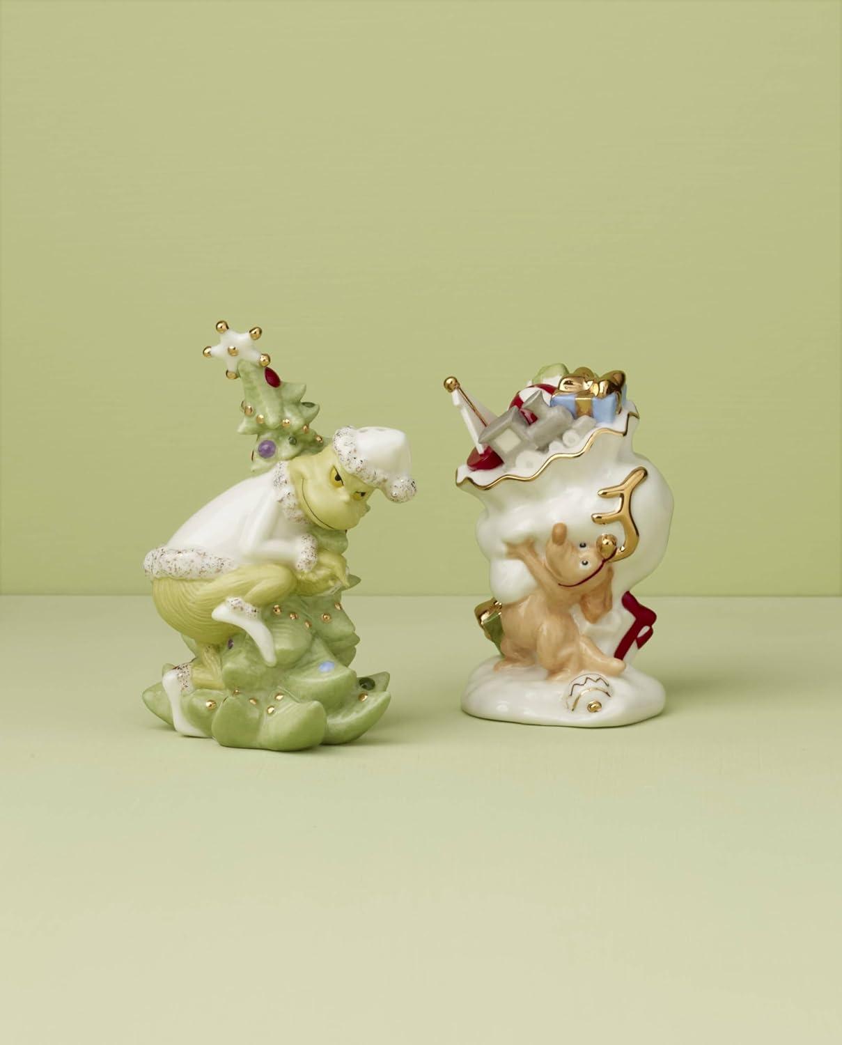 imageLenox 896340 Merry Grinchmas Salt ampamp Pepper Set 2Piece Green Christmas ampamp Holiday Hosting