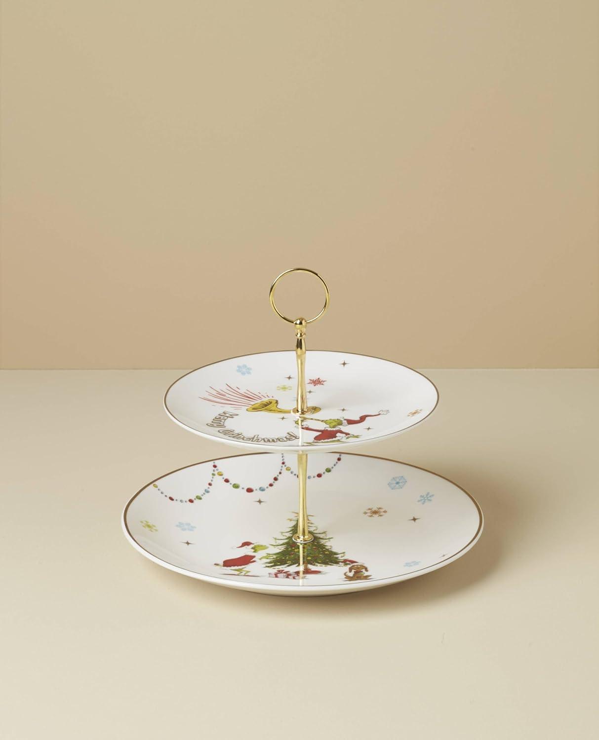 imageLenox 897085 Merry Grinchmas Dinnerware 2Tiered Server Christmas ampamp Holiday Hosting
