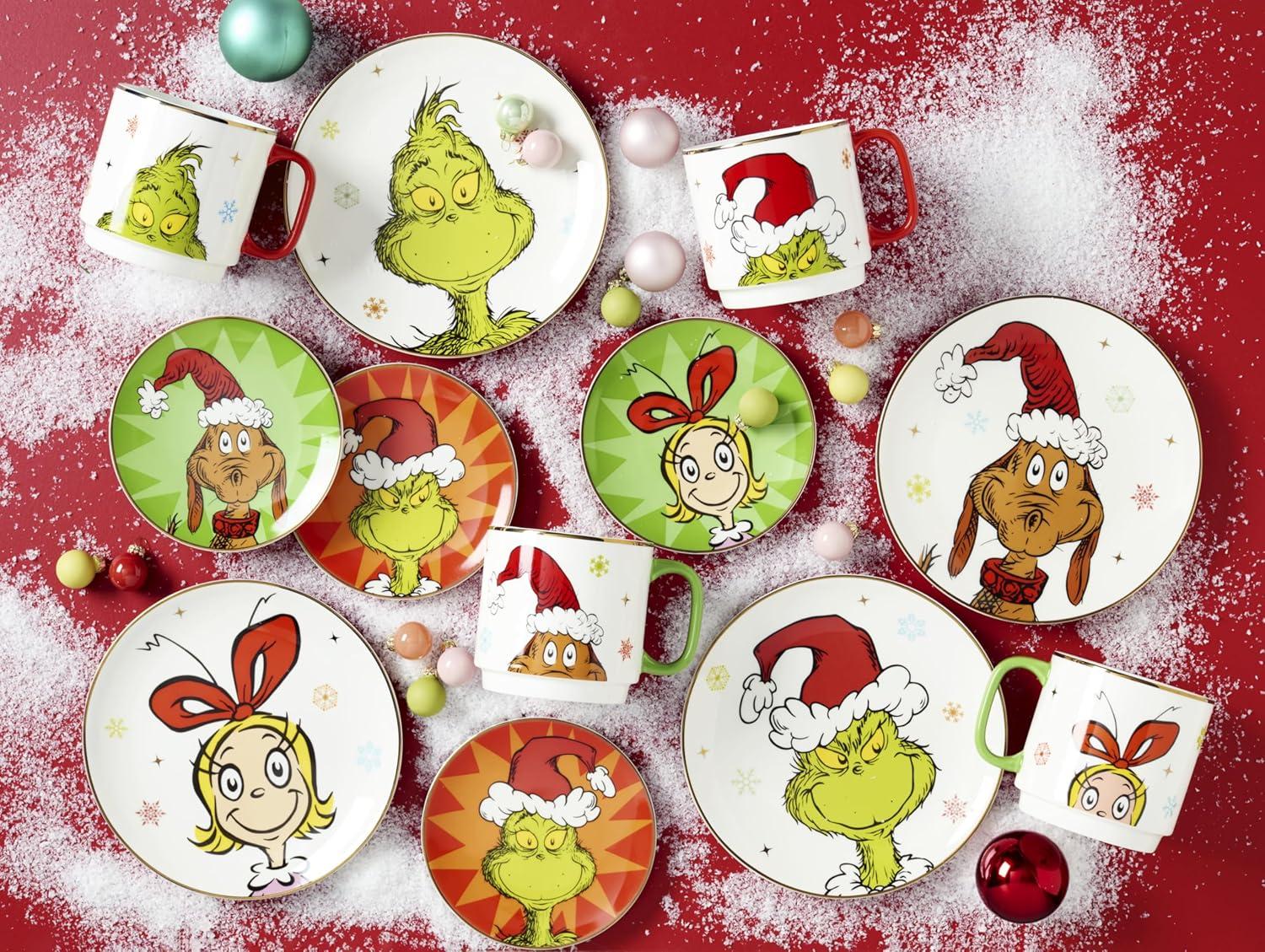 imageLenox 898093 Merry Grinchmas Tidbit Plates Service For 4 Assorted Christmas Dishes Dinnerware Set Holiday