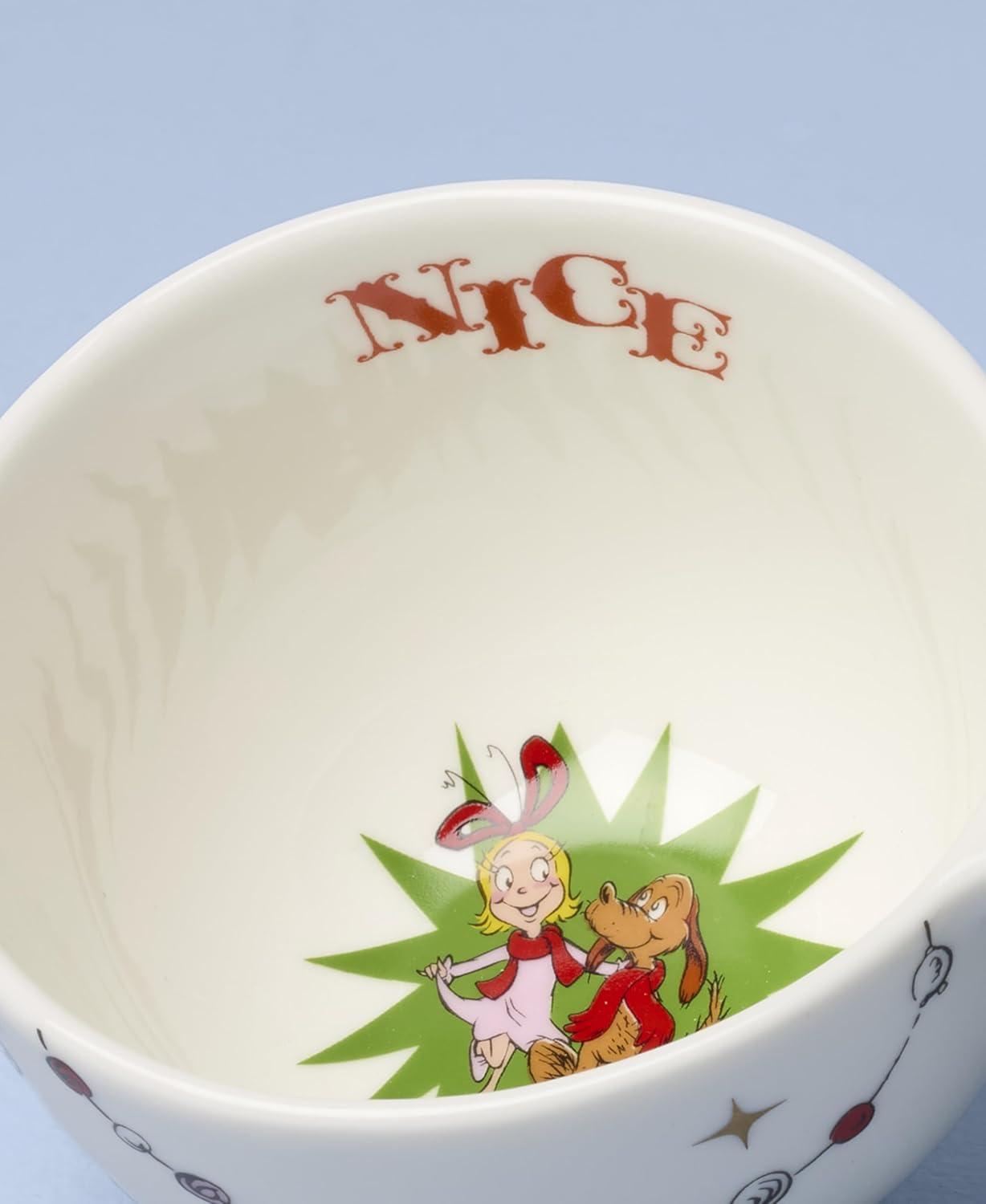 imageLenox 898095 Merry Grinchmas Naughty or Nice Double Dip Bowl Christmas Dish Festive Holiday Serveware