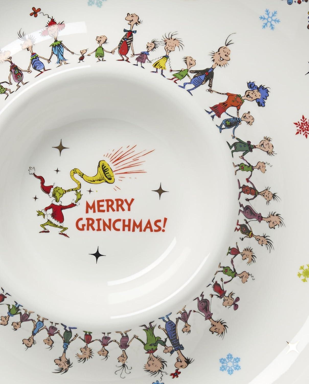 imageLenox 898096 Merry Grinchmas Chip ampamp Dip Bowl Christmas Dishes Festive Holiday Serveware