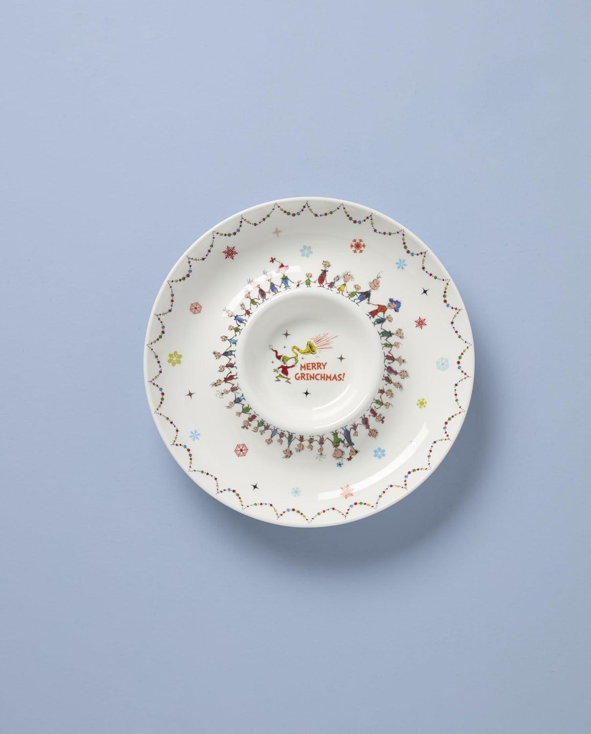 imageLenox 898096 Merry Grinchmas Chip ampamp Dip Bowl Christmas Dishes Festive Holiday Serveware