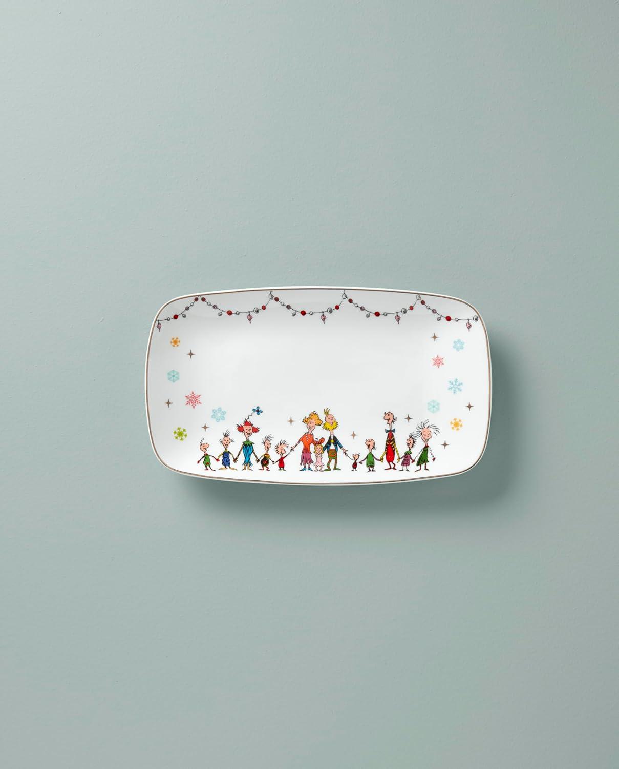 imageLenox Serveware Merry Grinchmas Tray 1375 x 75Inch Food Tray Microwave Safe ampamp Dishwasher Safe Porcelain Grinch Winter Serving Tray Christmas Decor Christmas Table Centerpieces 1 Piece