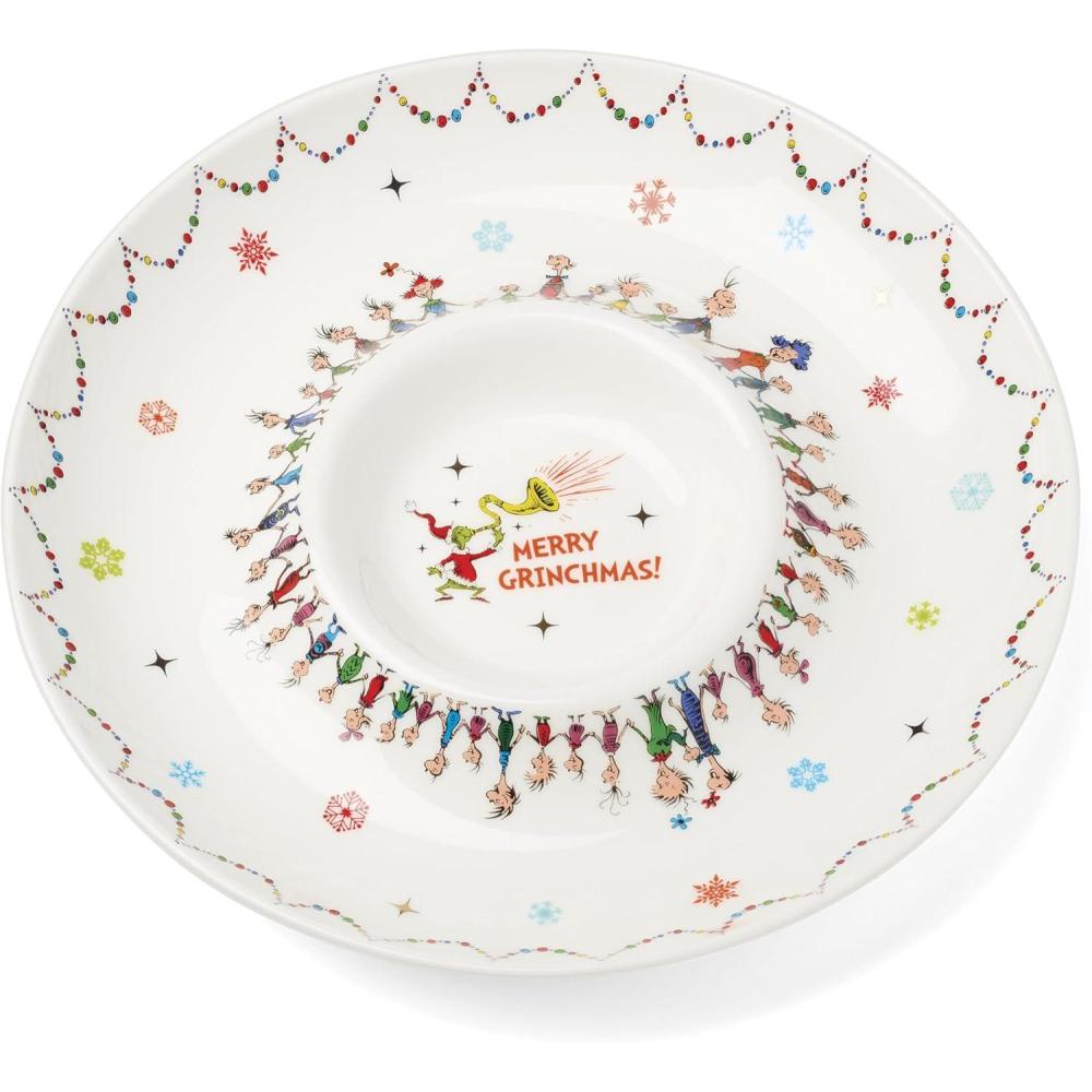 imageLenox 898096 Merry Grinchmas Chip ampamp Dip Bowl Christmas Dishes Festive Holiday Serveware