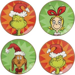 imageLenox 898093 Merry Grinchmas Tidbit Plates Service For 4 Assorted Christmas Dishes Dinnerware Set Holiday