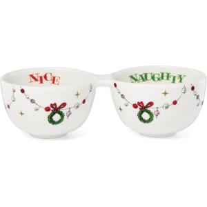 imageLenox 898095 Merry Grinchmas Naughty or Nice Double Dip Bowl Christmas Dish Festive Holiday Serveware