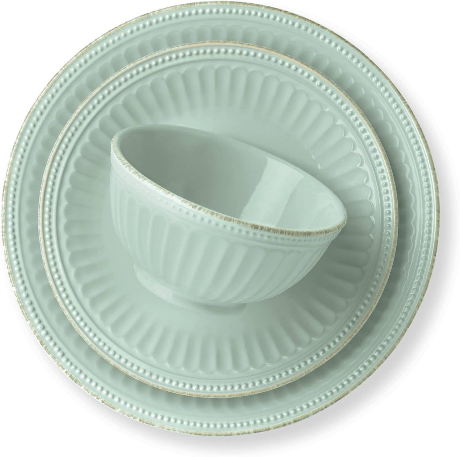 imageLenox 870009 French Perle Groove 12Piece Plate ampamp Bowl Set Blue2305 LB