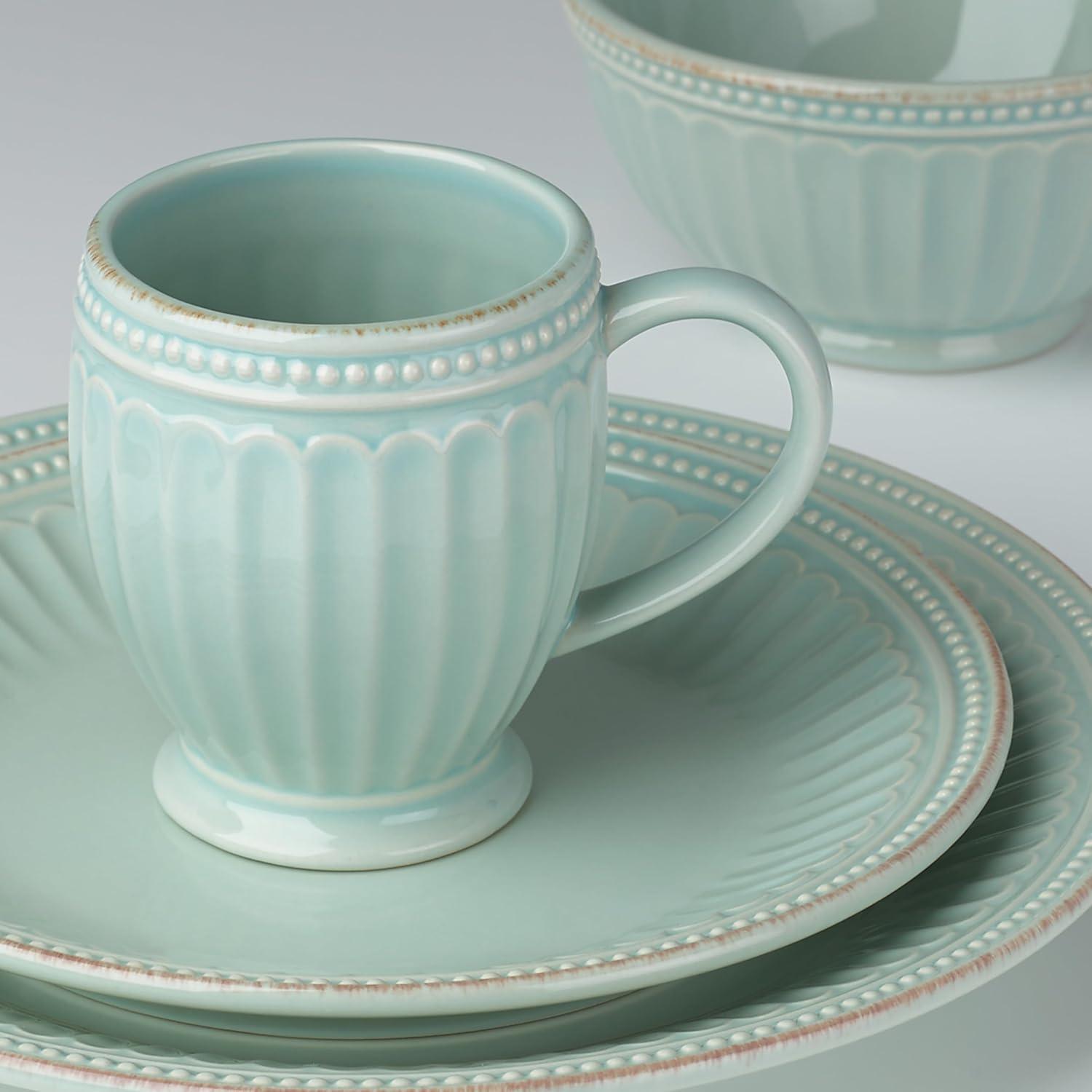imageLenox 870009 French Perle Groove 12Piece Plate ampamp Bowl Set Blue695 LB