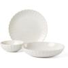 imageLenox Dinnerware Set French Perle Scallop White 12Piece Set Service For 4 Stoneware Dishwasher Safe Microwave Safe Plates and Bowls sets Dish Set Plate Set Home And Kitchen White 12 Piece