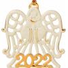 imageLenox 894401 2022 Pierced Wreath ampamp Tree Ornaments Set of 2 Ivory Christmas OrnamentDove