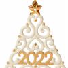 imageLenox 894401 2022 Pierced Wreath ampamp Tree Ornaments Set of 2 Ivory Christmas OrnamentWreath