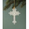 imageLenox Ornament 2025 Snow Fantasies Cross Ornament Made from Porcelain with Gold Cord for Hanging Christmas Tree Decorations Winter Decorations Christmas Decor Cross Design White 1 Piece