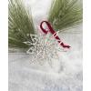 imageLenox Ornament 2025 Snow Majesty Silverplate Ornament Stainless Steel Christmas Tree Decoration Snowflake Design Blue Jeweled Accents Red Ribbon for Hanging Christmas DecorationSilver 1 Piece