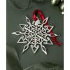 imageLenox Ornament 2025 Snow Majesty Silverplate Ornament Stainless Steel Christmas Tree Decoration Snowflake Design Blue Jeweled Accents Red Ribbon for Hanging Christmas DecorationSilver 1 Piece