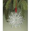 imageLenox Ornament 2025 Snow Majesty Silverplate Ornament Stainless Steel Christmas Tree Decoration Snowflake Design Blue Jeweled Accents Red Ribbon for Hanging Christmas DecorationSilver 1 Piece