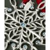 imageLenox Ornament 2025 Snow Majesty Silverplate Ornament Stainless Steel Christmas Tree Decoration Snowflake Design Blue Jeweled Accents Red Ribbon for Hanging Christmas DecorationSilver 1 Piece