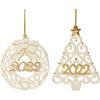 imageLenox 894401 2022 Pierced Wreath ampamp Tree Ornaments Set of 2 Ivory Christmas OrnamentWreath