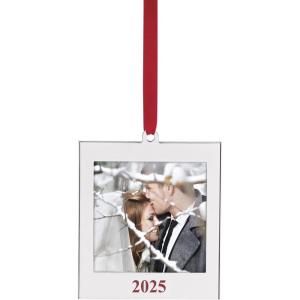 imageLenox Ornament 2025 Frame Silverplate Ornament Tree Decorations Red Ribbon for Hanging Christmas Decor Tree Decor Family Picture Ornaments Christmas Decoration Silver 1 Piece 25x275Inch