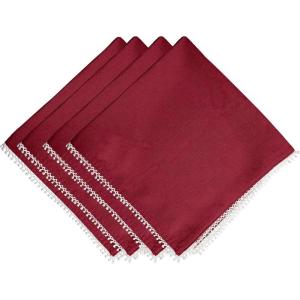imageLinen Lenox French Perle Cloth Napkins  Reusable Dinner Napkins  Machine Washable  Set of 4  Natural VioletCranberry