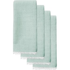imageLinen Lenox French Perle Cloth Napkins  Reusable Dinner Napkins  Machine Washable  Set of 4  Natural VioletIce Blue