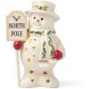 imageLenox Figurine Happy Holly Days North Pole Snowman LightUp Figurine Christmas Decorations Christmas Decor Indoor Snowman Design Ivory 1 Piece 775Inch Height 2 AAA Batteries Not Included