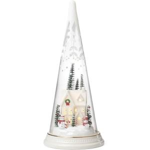 imageLenox 896633 Lit Christmas Cone with Farmhouse Scene Holiday DecorFarmhouse