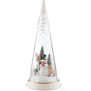 imageLenox 896633 Lit Christmas Cone with Farmhouse Scene Holiday DecorNorth Pole