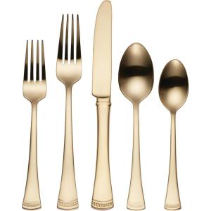 imageLenox 899224 Portola Mirror 20Piece Flatware Set Service For 420Piece Flatware Set  Gold