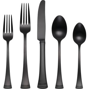 imageLenox 899224 Portola Mirror 20Piece Flatware Set Service For 420Piece Flatware Set  Satin Black