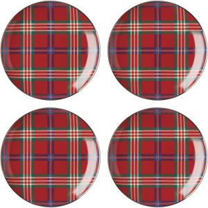 imageLenox 896528 Holiday Red Tartan Accent Plates Set of 4 Christmas Dinnerware HostingAccent Plates  Set of 4