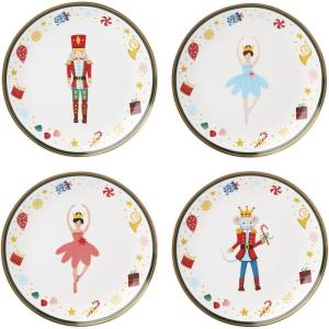 imageLenox 898185 Nutcracker Ballet 3Piece Ornament Set Christmas Holiday DecorationsTidbit Plates  Set of 4
