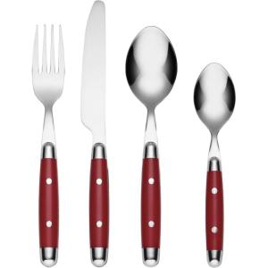 image:imageCambridge 07216CBWD32R Jubilee Red 16Piece Flatware Set Thick HandlesRed