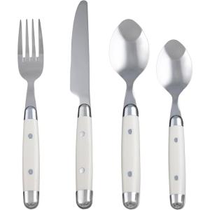 image:imageCambridge 07216CBWD32R Jubilee Red 16Piece Flatware Set Thick HandlesWhite