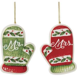 image:imageLenox 898308 Mr amp Mrs 2Piece Ornament Set Christmas Holiday DecorationsMittens