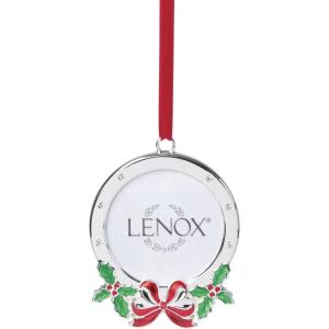 image:imageLenox Christmas Tree Ornaments Holly Frame Silverplated Ornament Round Picture Frame Red Ribbon for Hanging Christmas Decor Tree Decor Family Picture Ornaments Silver 1Piece 25x35Inch