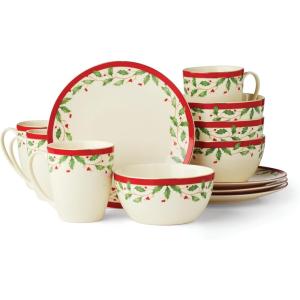 image:imageLenox 897744 Holiday Tree Accent Plates Service For 4 Christmas Dishes Dinnerware Set12Piece Dessert Set
