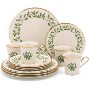 image:imageLenox 897744 Holiday Tree Accent Plates Service For 4 Christmas Dishes Dinnerware Set12Piece Dinnerware Set Includes Mugs