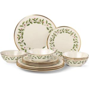 image:imageLenox 897744 Holiday Tree Accent Plates Service For 4 Christmas Dishes Dinnerware Set12Piece Dinnerware Set Includes Pasta Bowls