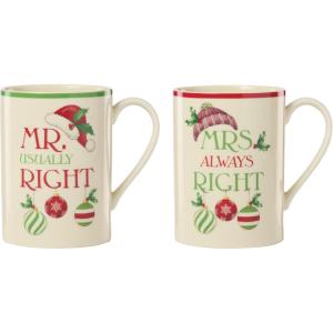 image:imageLenox 897744 Holiday Tree Accent Plates Service For 4 Christmas Dishes Dinnerware SetMugs  Set of 2  Mr  Mrs