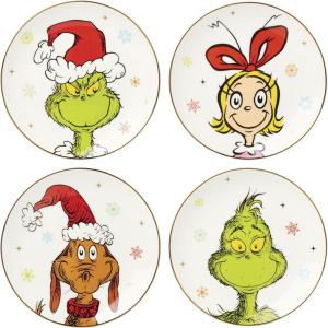 image:imageLenox Dinnerware Set Merry Grinchmas Accent Plates Service for 4 Porcelain Accent plates Microwave Safe and Dishwasher Safe for Pasta Salad and Dinner Christmas Decoration Assorted 4 Pieces