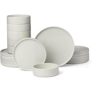 image:imageLenox Dinnerware Sets Modulus Vapor 18Piece Dinnerware Set Service For 6 Porcelain Material Dishwasher Safe Microwave Safe Bowls Plates And Bowls Dinner Dishes Plates White 18 PieceGray