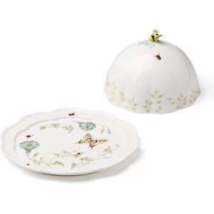 image:imageLenox Home And Kitchen Butterfly Meadow Beehive Covered Butter Dish Porcelain Material Butter Dish With Lid For Countertop Kitchen Decor And Accessories Butterfly And Flowers White 1 PieceCasual